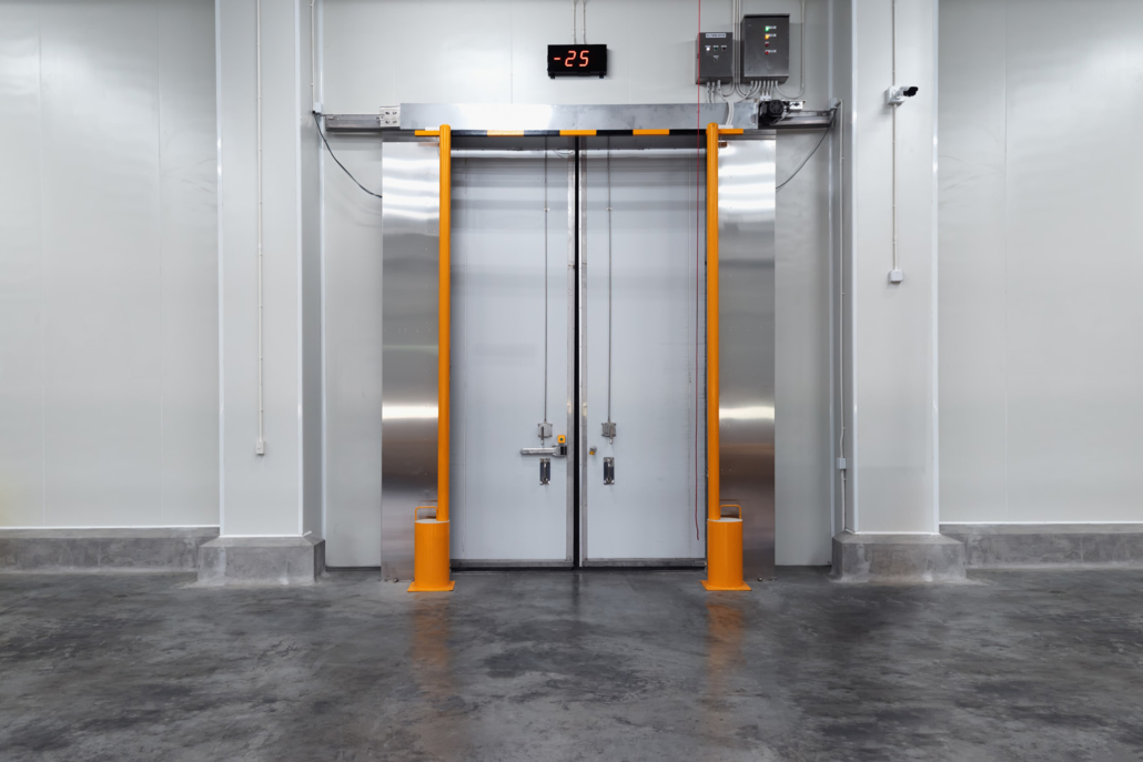 insulated door leading into a cold storage room